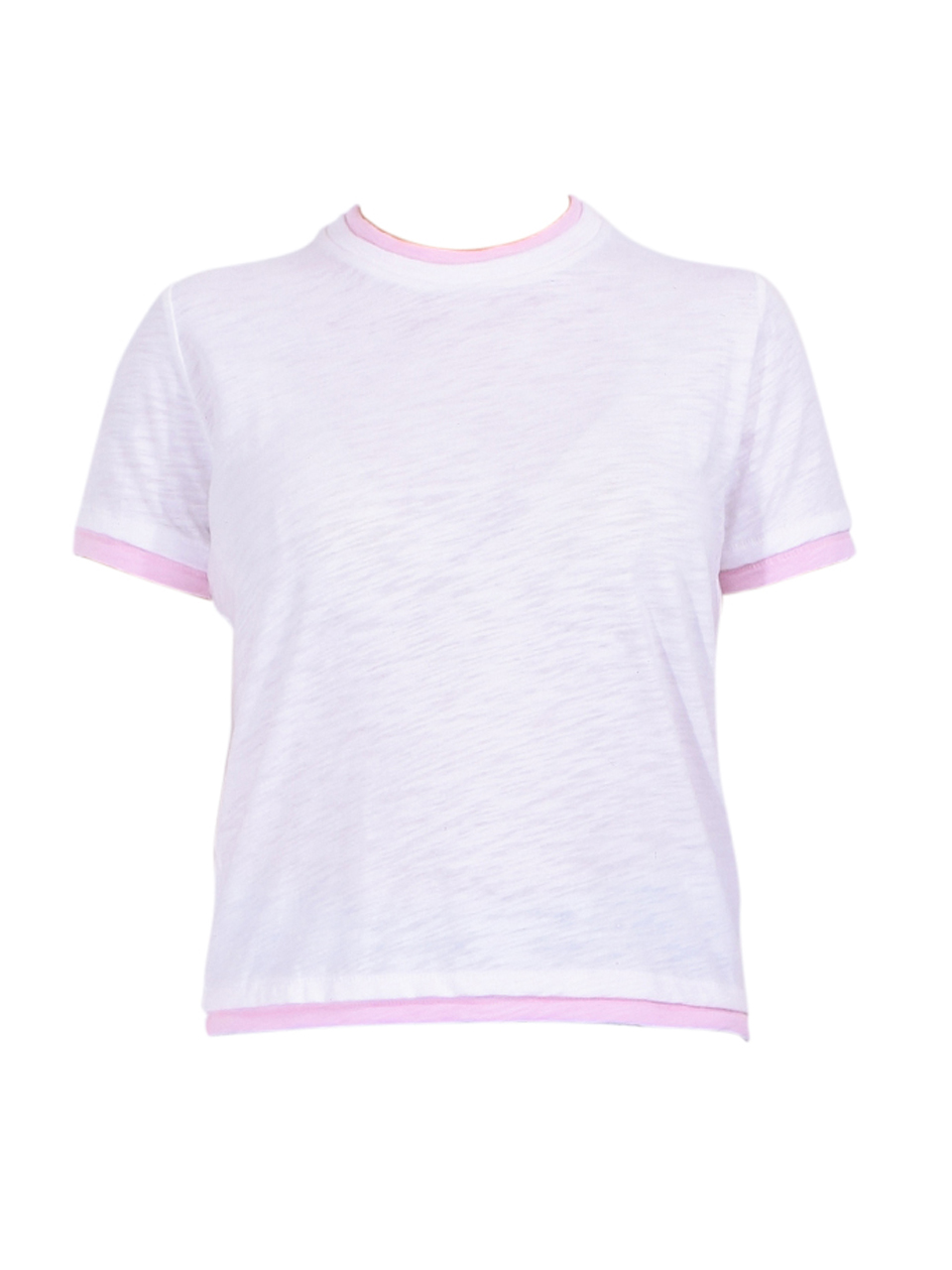 CHRLDR Double Jane Perfect Tee in White/ Pink Product Shot 