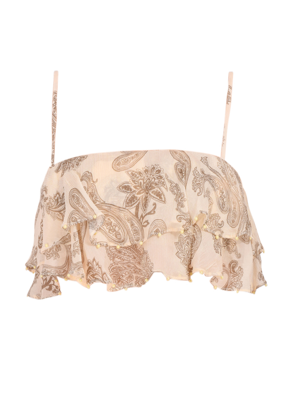 HEMANT & NANDITA Dani Ruffle Top in Ivory Multi Product Shot 