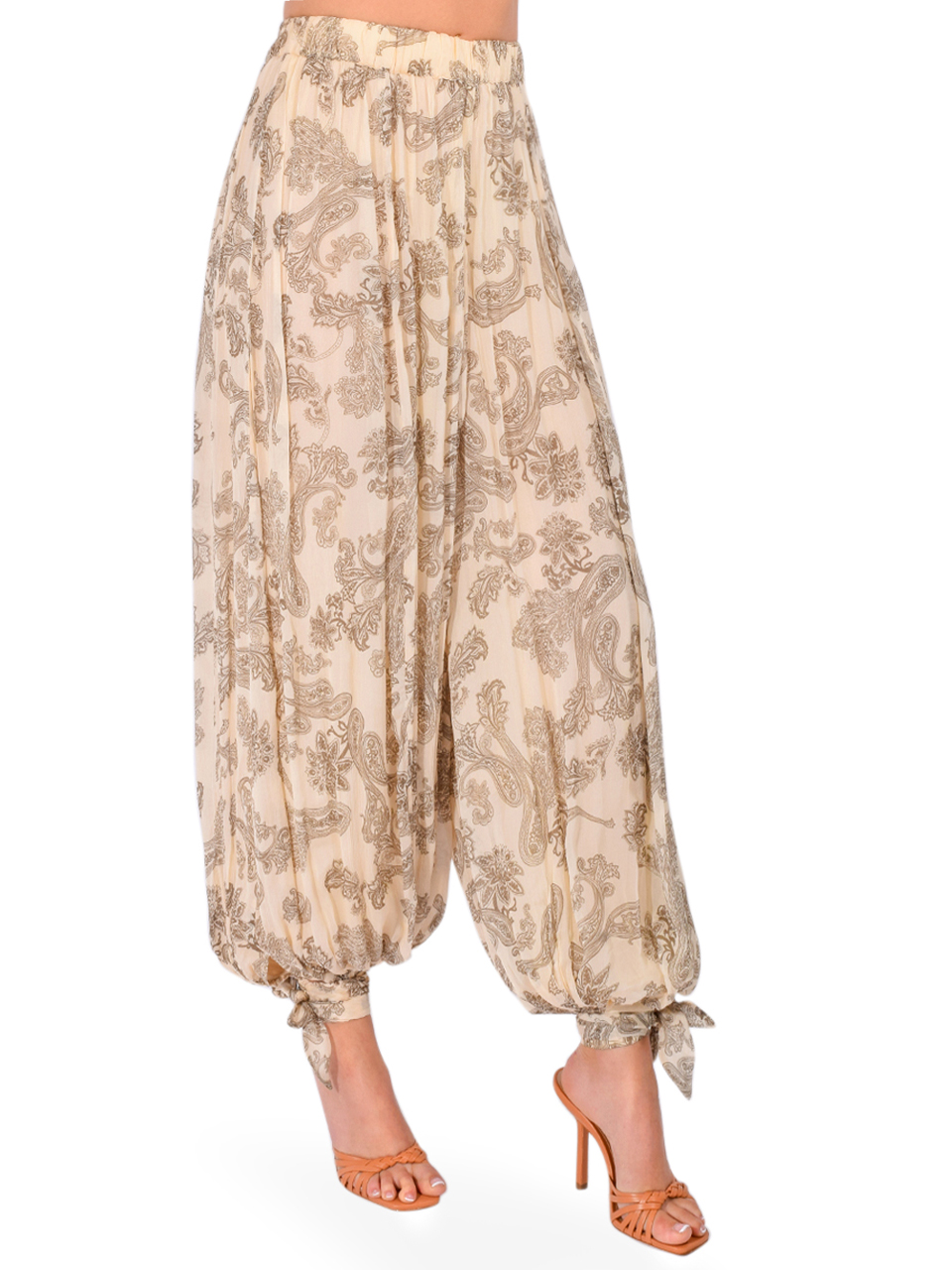 HEMANT & NANDITA Dani Harem Pants in Ivory Multi Side View 