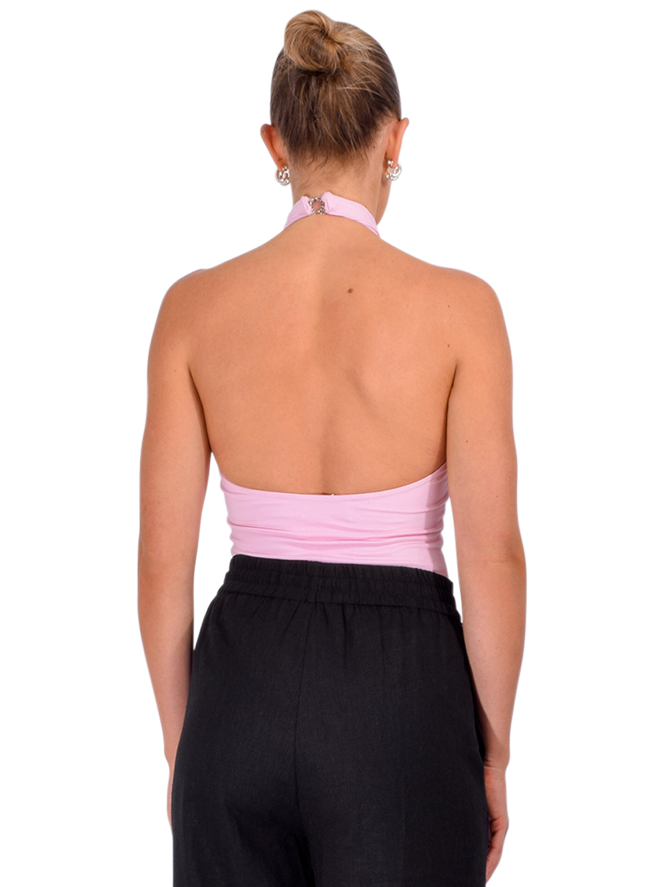 SANS FAFF Cross Bamboo Bodysuit in Blush Pink Back View 
