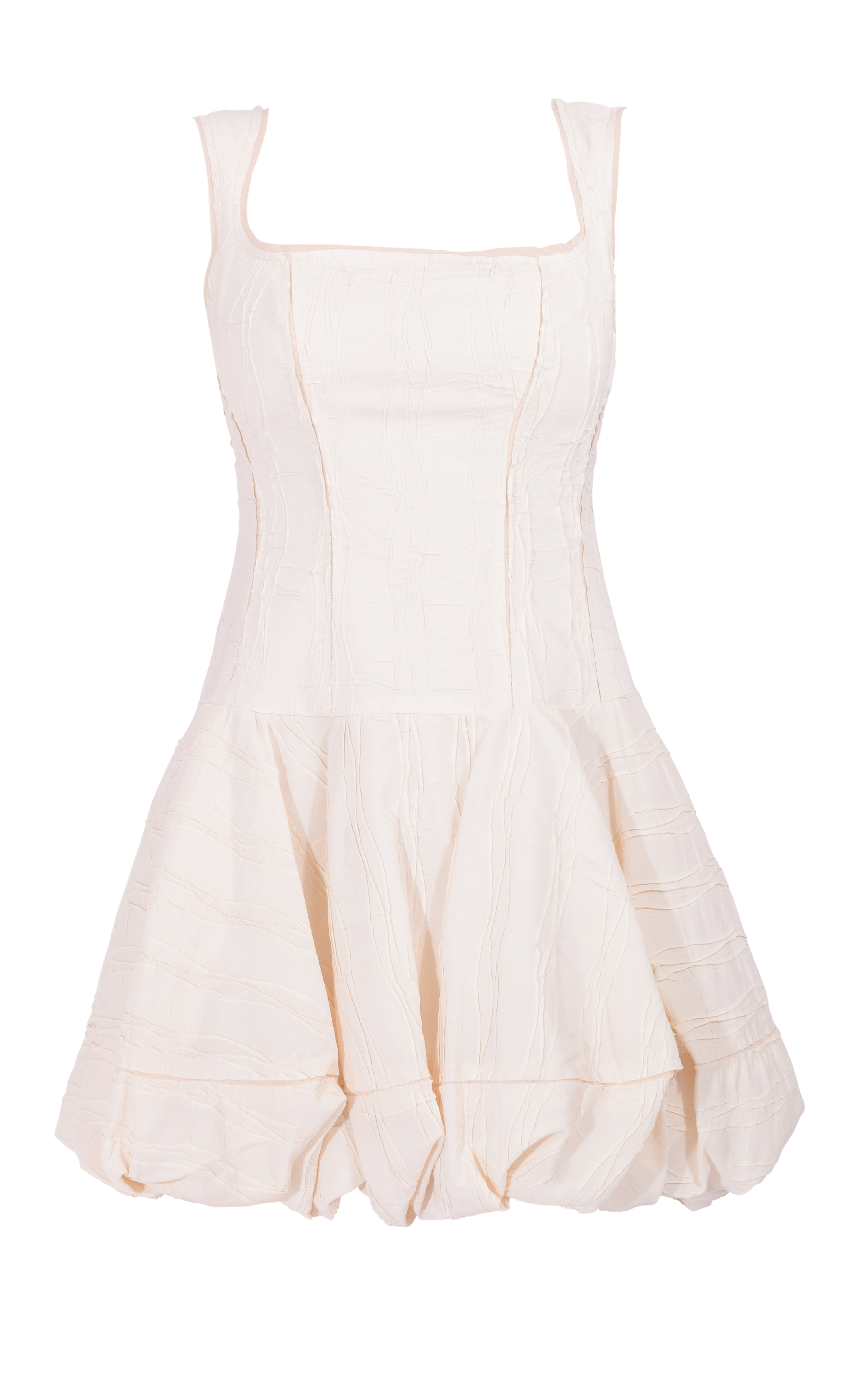 SIMKHAI Nattie Bubble Mini Dress in White Multi Product Shot 