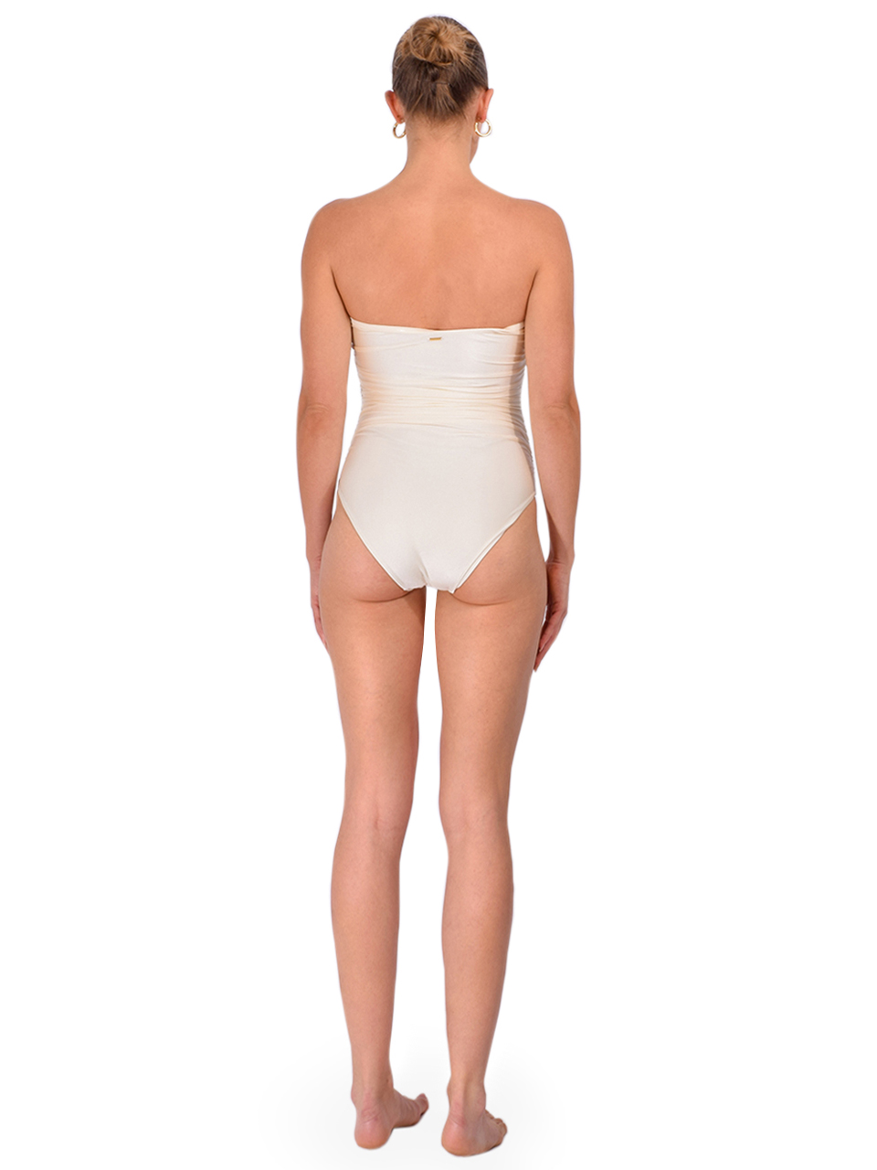 SIMKHAI Lorena Shell Strapless One Piece in White Back View 