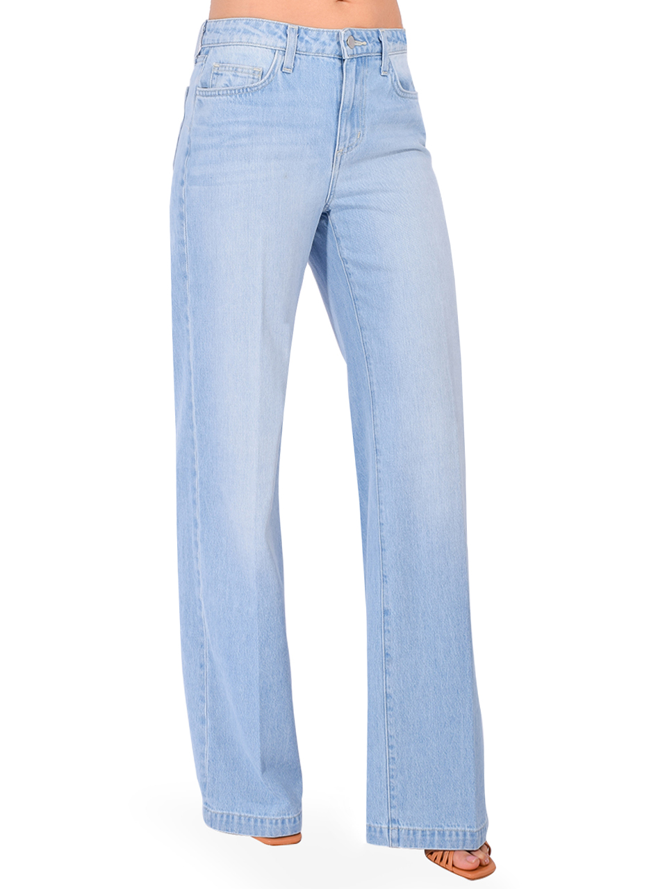 L'AGENCE Clayton High Waist Wide Leg Jeans in Brea Blue Side View 