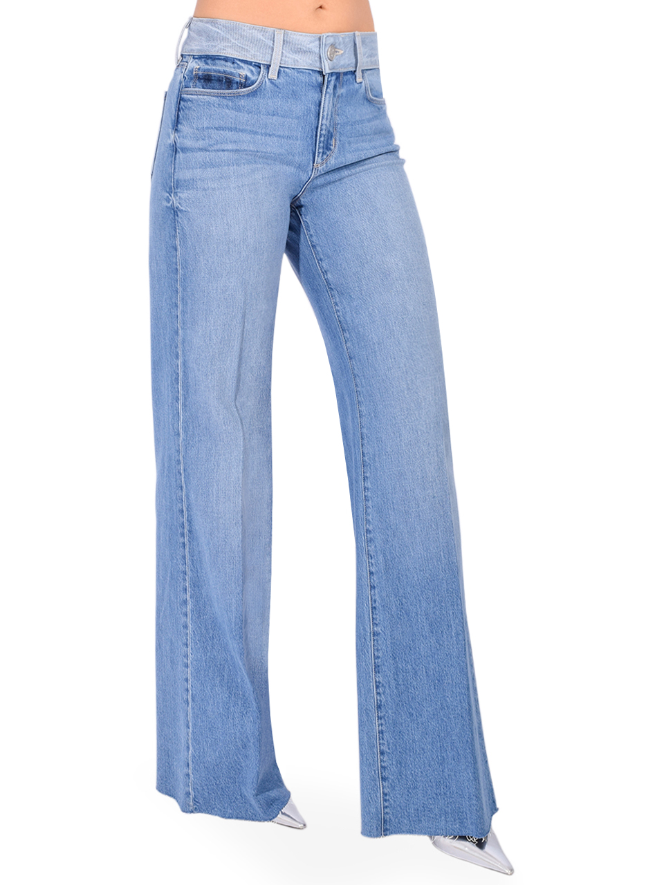 L'AGENCE Louane Wide-Leg Flare Jean in Bexley Blue Side View 