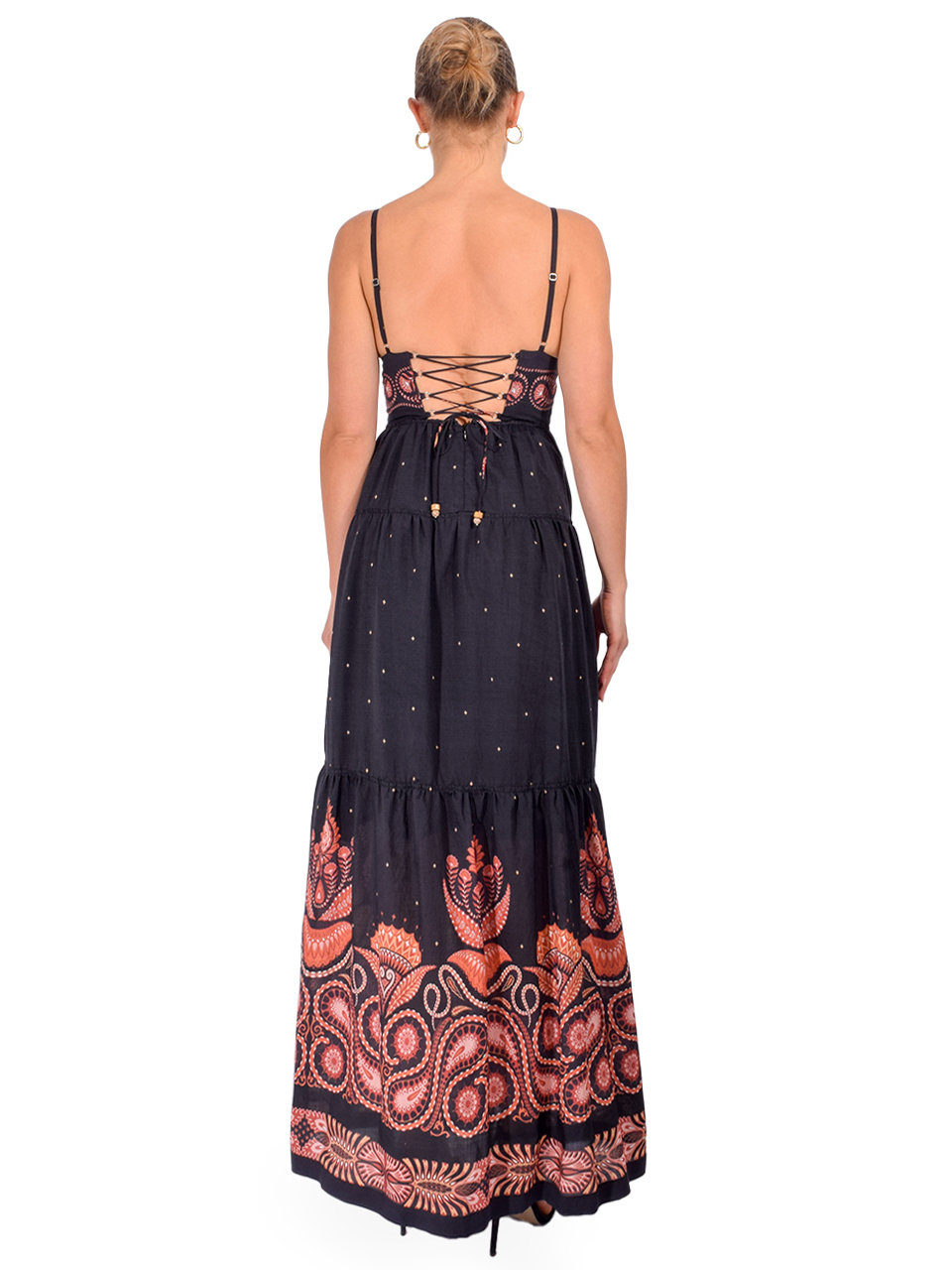 SABINA MUSAYEV Valor Dress in Black Paisley Back View 