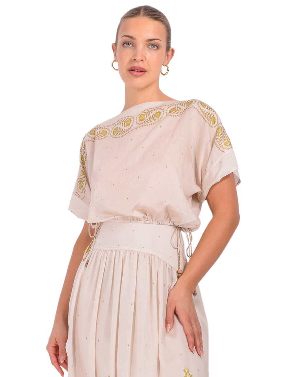 Sabina Musayev Aura Top in Off-White Front View 