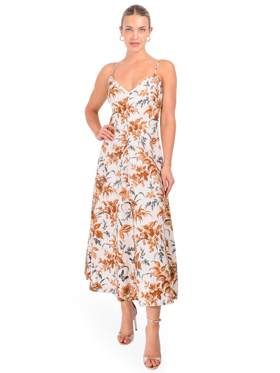 CARA CARA Mae Dress in Windsor Egret Front View 2