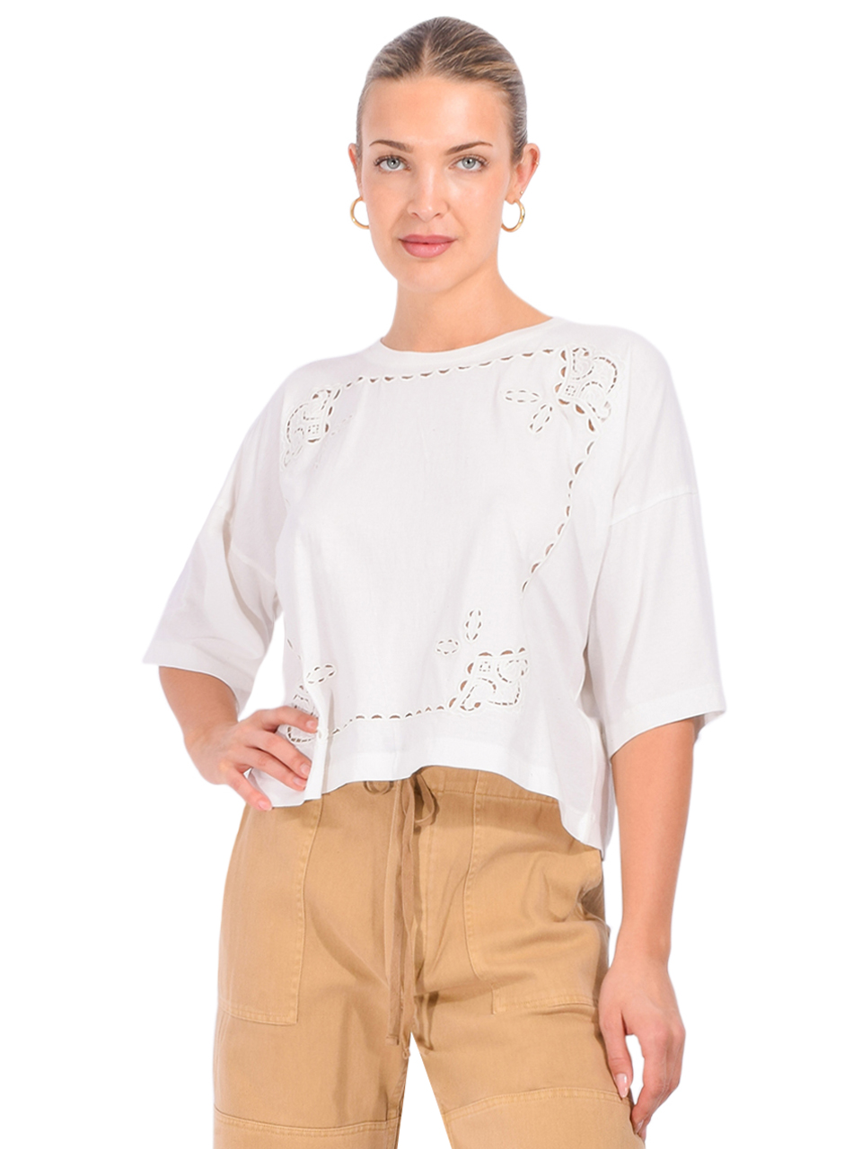 LOUISE MISHA Neolar Tee in White Front View 