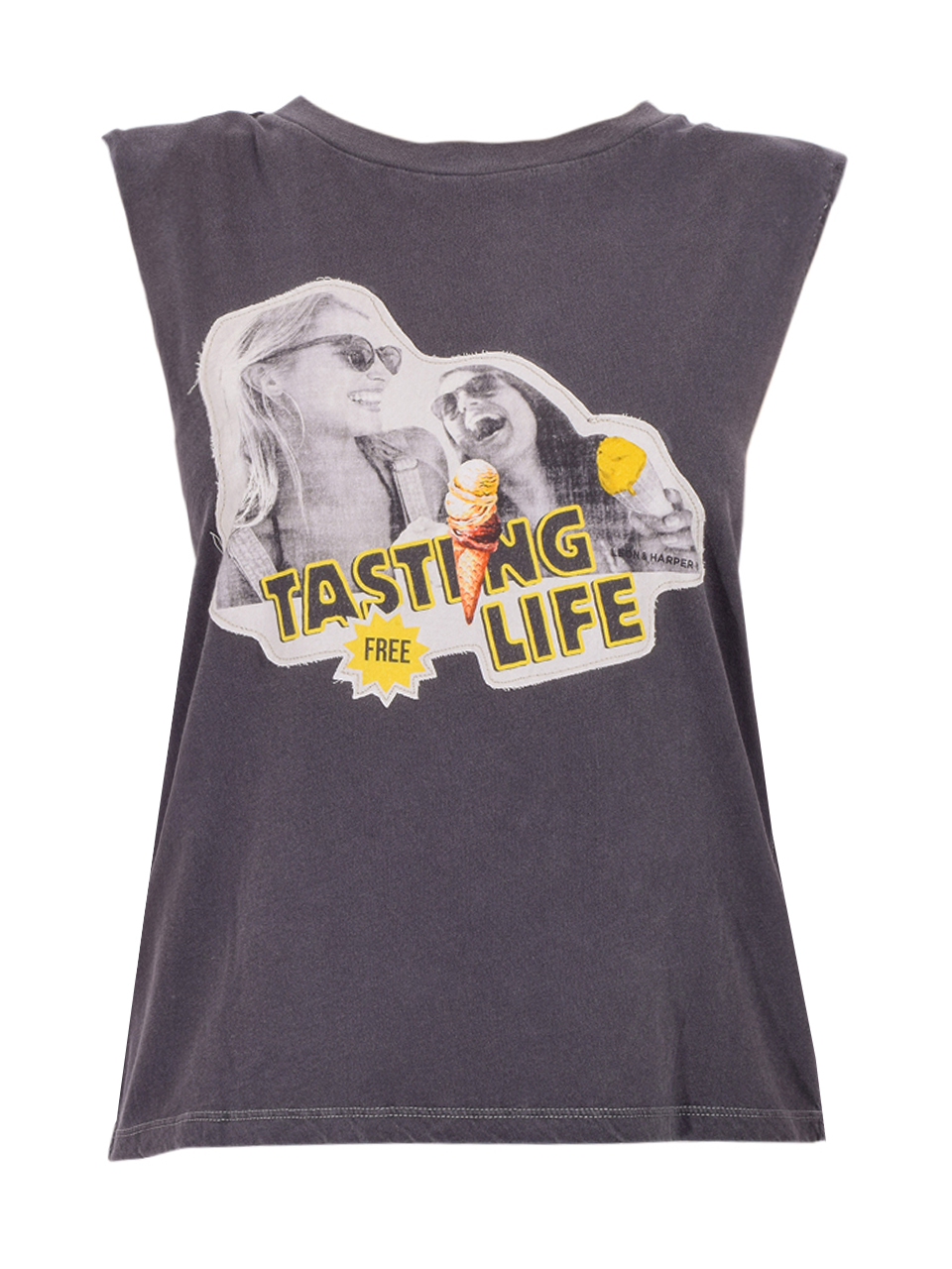 LEON & HARPER Tasty Tee in Carbone Product Shot 
