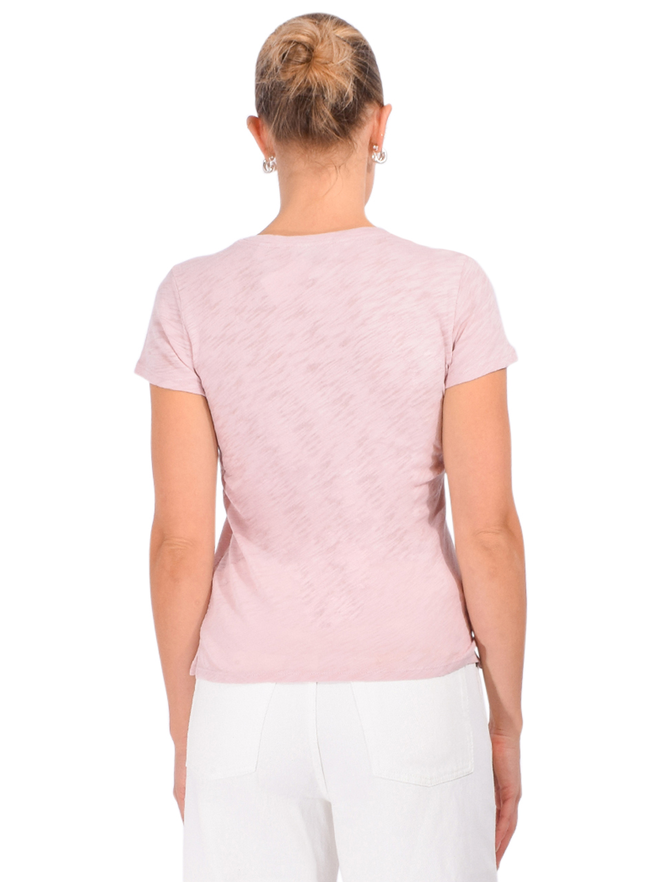 ATM Slub Jersey Schoolboy V‑Neck Tee in Faded Rose Back View 