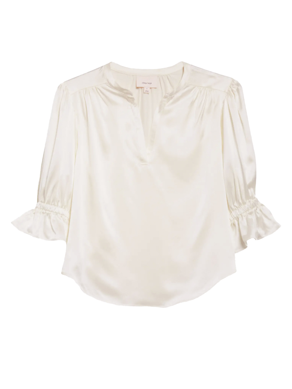 CINQ À SEPT Split Neck Fiona Top in Ivory Product Shot 