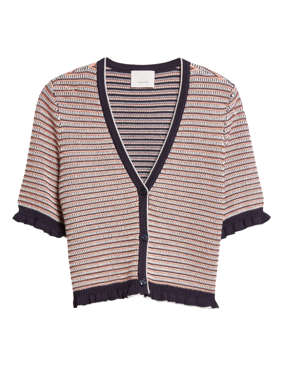 CINQ À SEPT Clem Cardigan in Navy Multi Product Shot 