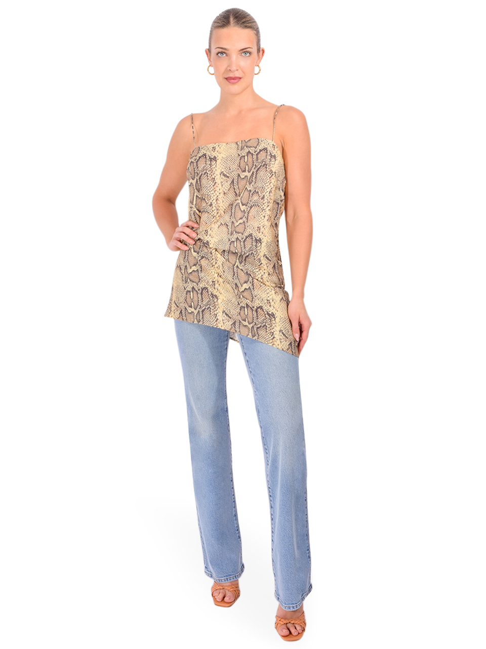 THE NEW SOCIETY Nettle Top in Snake Print Full Outfit 