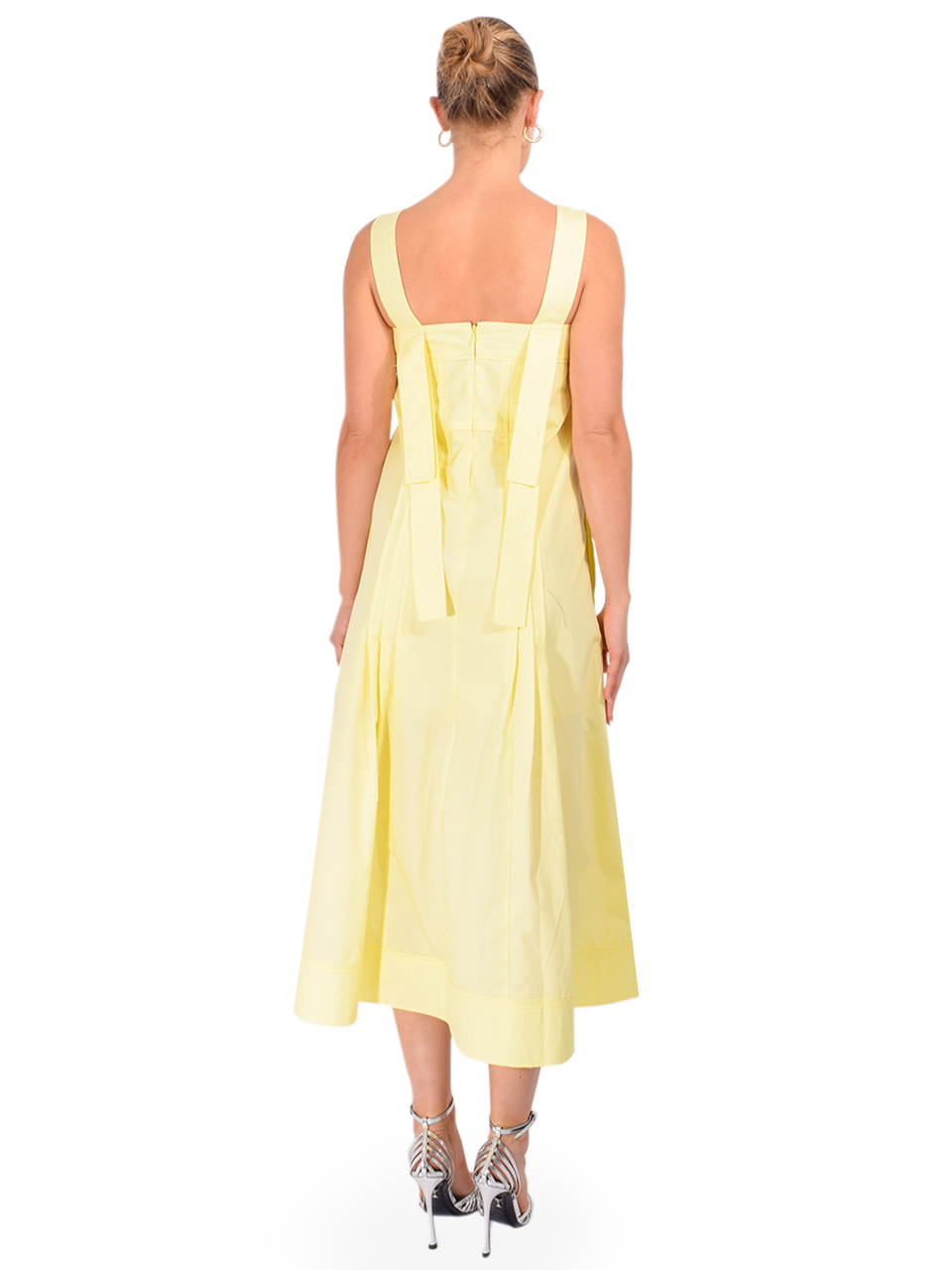 3.1 PHILLIP LIM Structured Cotton Poplin Midi Dress in Yuzu Back View 