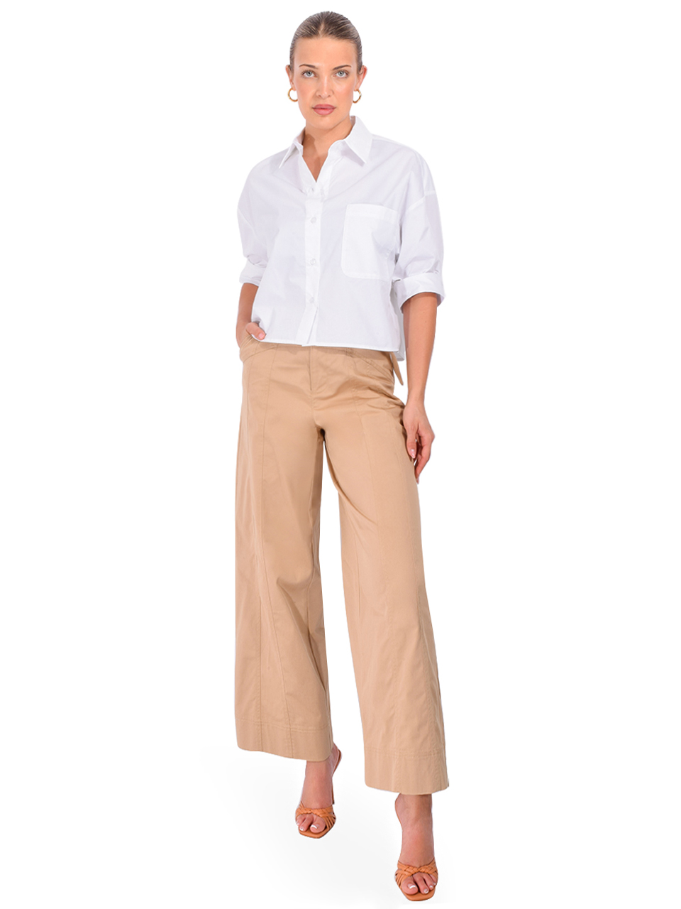 KARINA GRIMALDI Malaga Poplin Shirt in White Full Outfit 