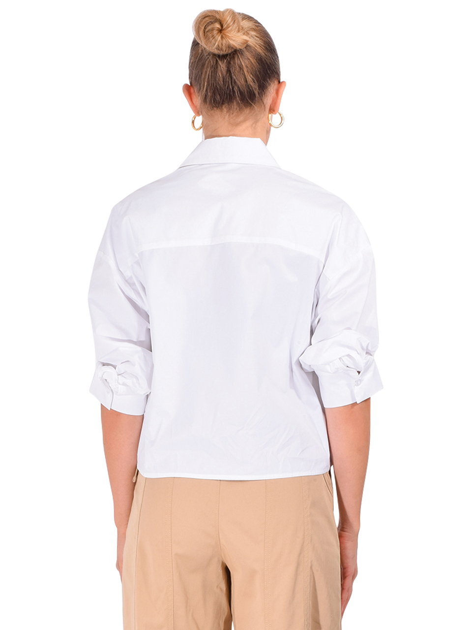KARINA GRIMALDI Malaga Poplin Shirt in White Back View 