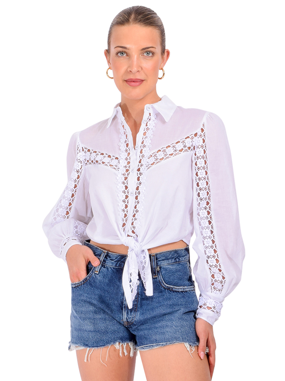 CHARO RUIZ Devi Blouse in White Front View 