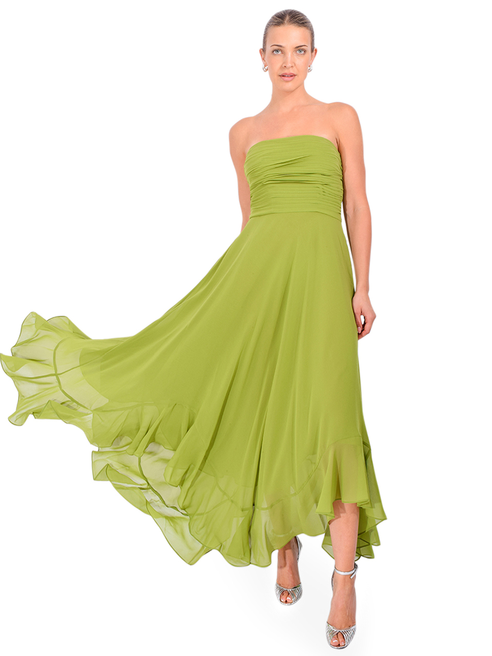 RETROFÊTE Louisa Dress in Kiwi Front View 2