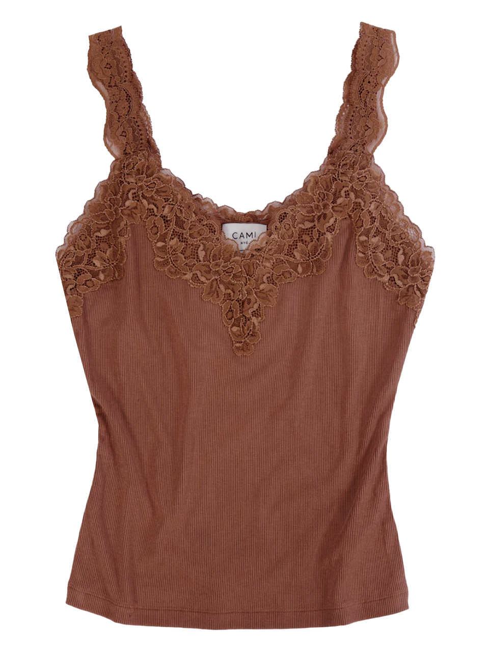 CAMI NYC Lani Rib Knit Tank in Brown Product Shot 