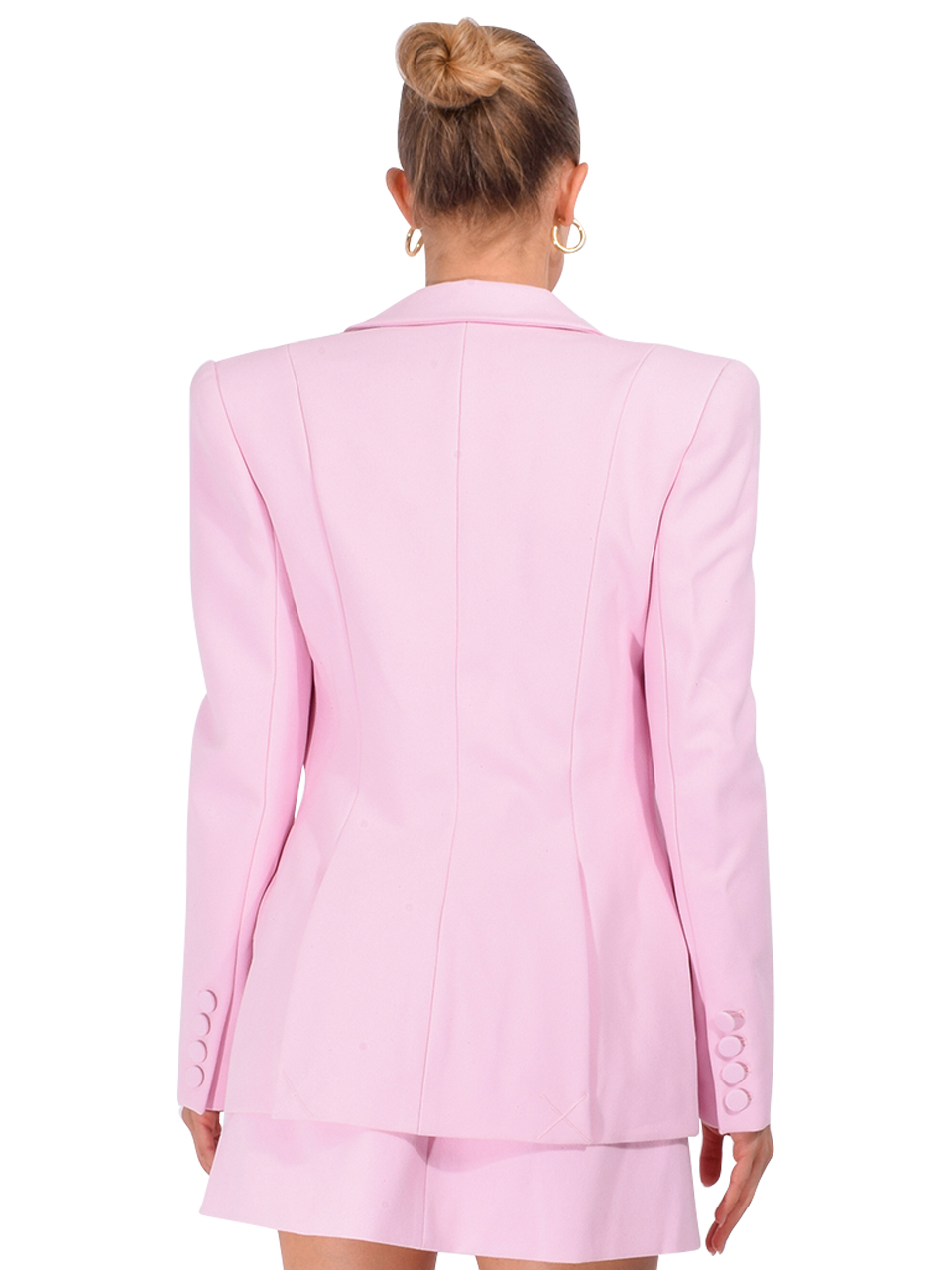 SANS FAFF Sloan Structured Blazer in Blush Pink Back View 

