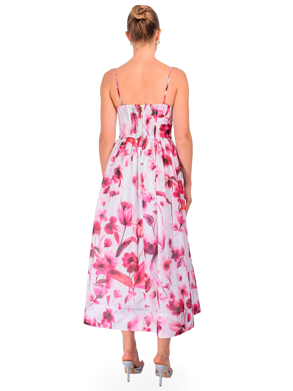 CARA CARA Alba Midi Dress in Petal Sketch Light Pink Back View 