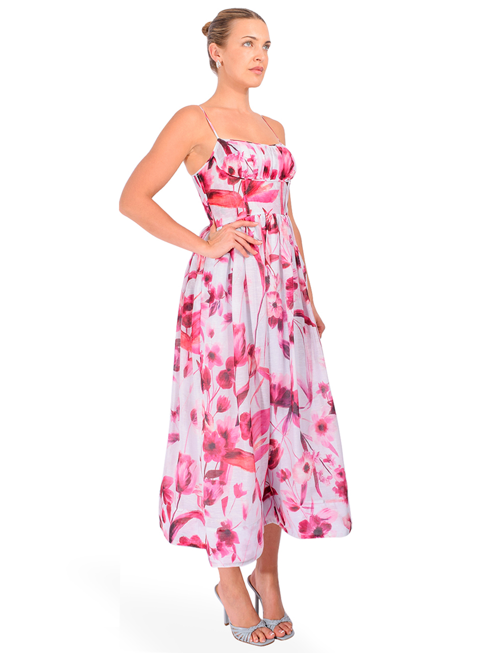 CARA CARA Alba Midi Dress in Petal Sketch Light Pink Side View 