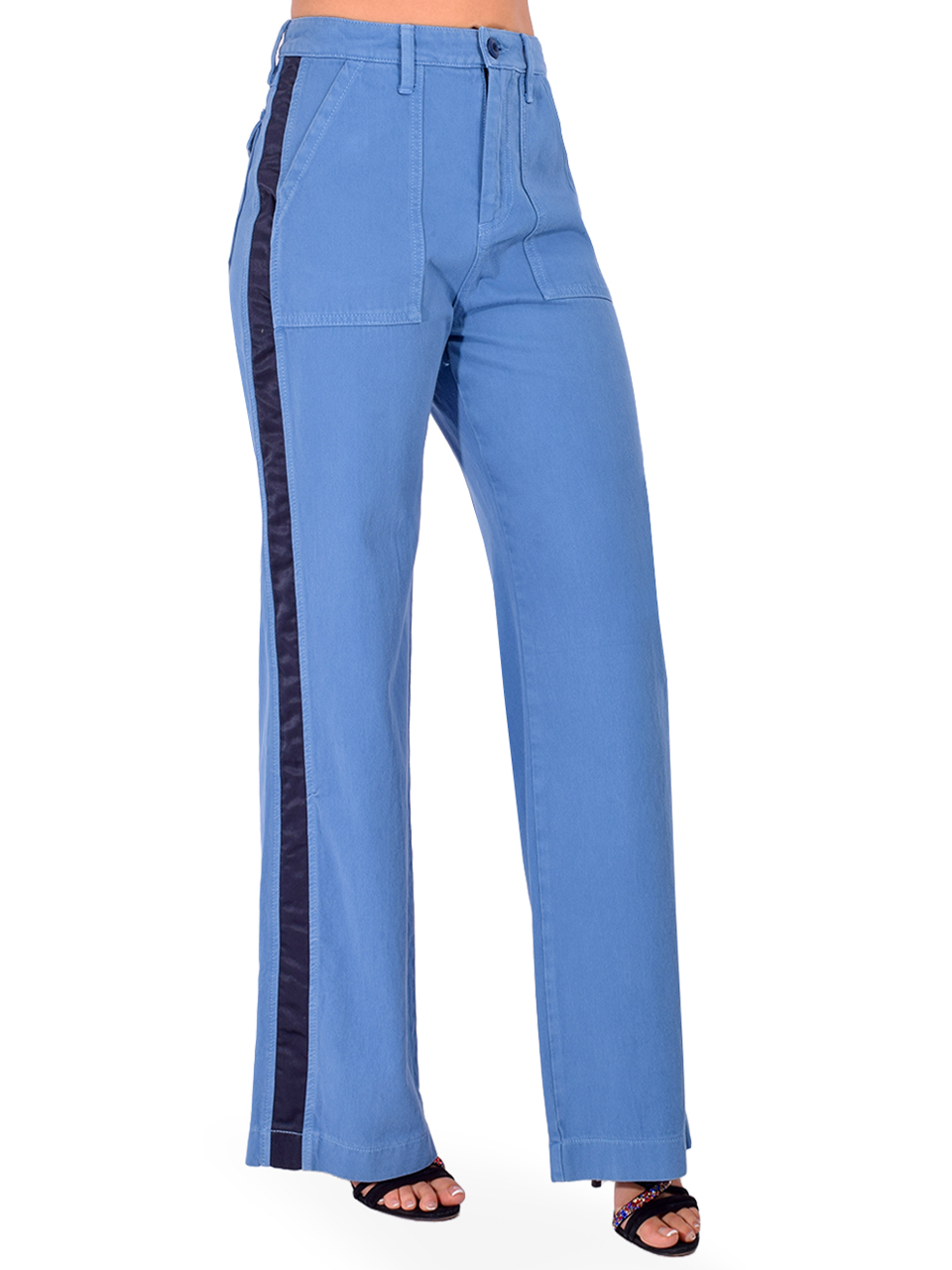 LE SUPERBE Everyday Brenda Tux Pant in New Blue Side View 1
