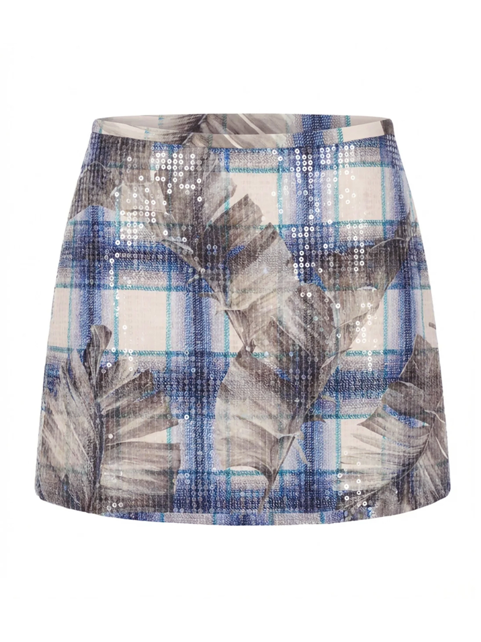 LE SUPERBE Andre Palms Mini Skirt in Blue Multi Product Shot 