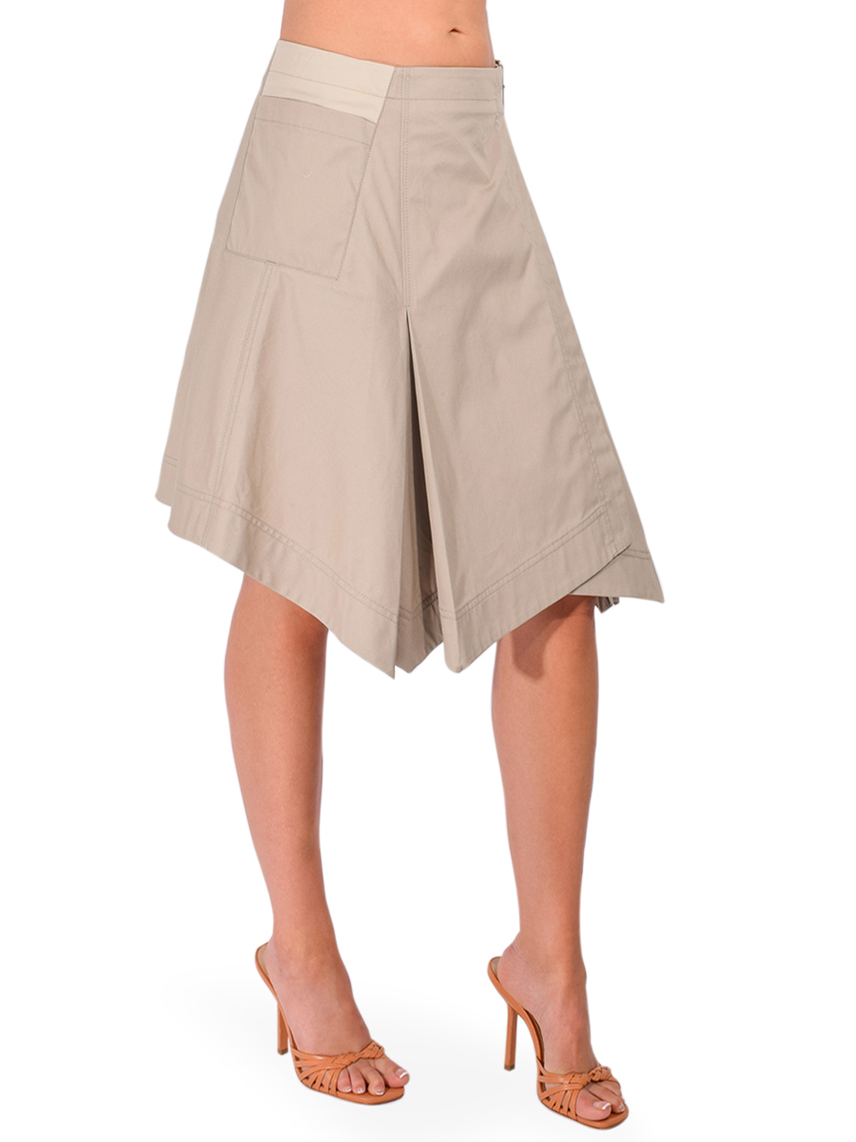 3.1 PHILLIP LIM Two-Toned Handkerchief Wrap Skirt in Khaki-Birch Side View 