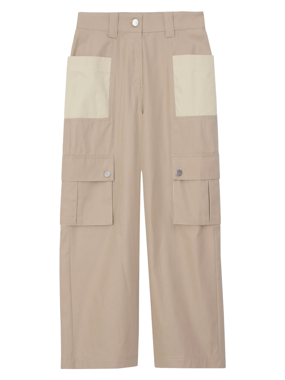 3.1 PHILLIP LIM Two-Toned Cropped Cargo Pants in Khaki-Birch Product Shot 