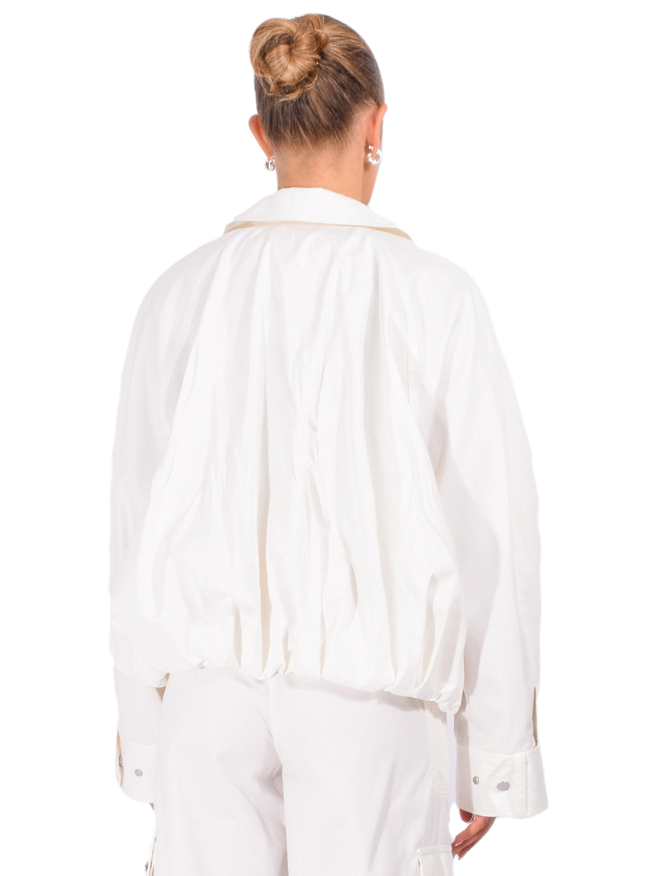 3.1 PHILLIP LIM Snap Front Blouson Bomber Jacket in Tofu Back View 