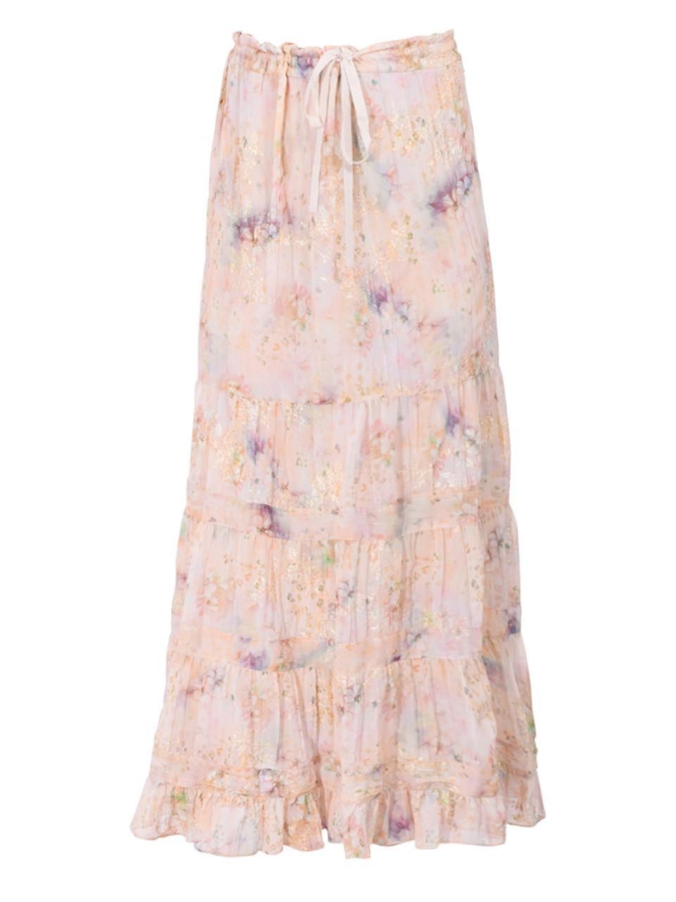 ANNA SUI Oasis Blooms Tiered Skirt in Corn Multi Product Shot 