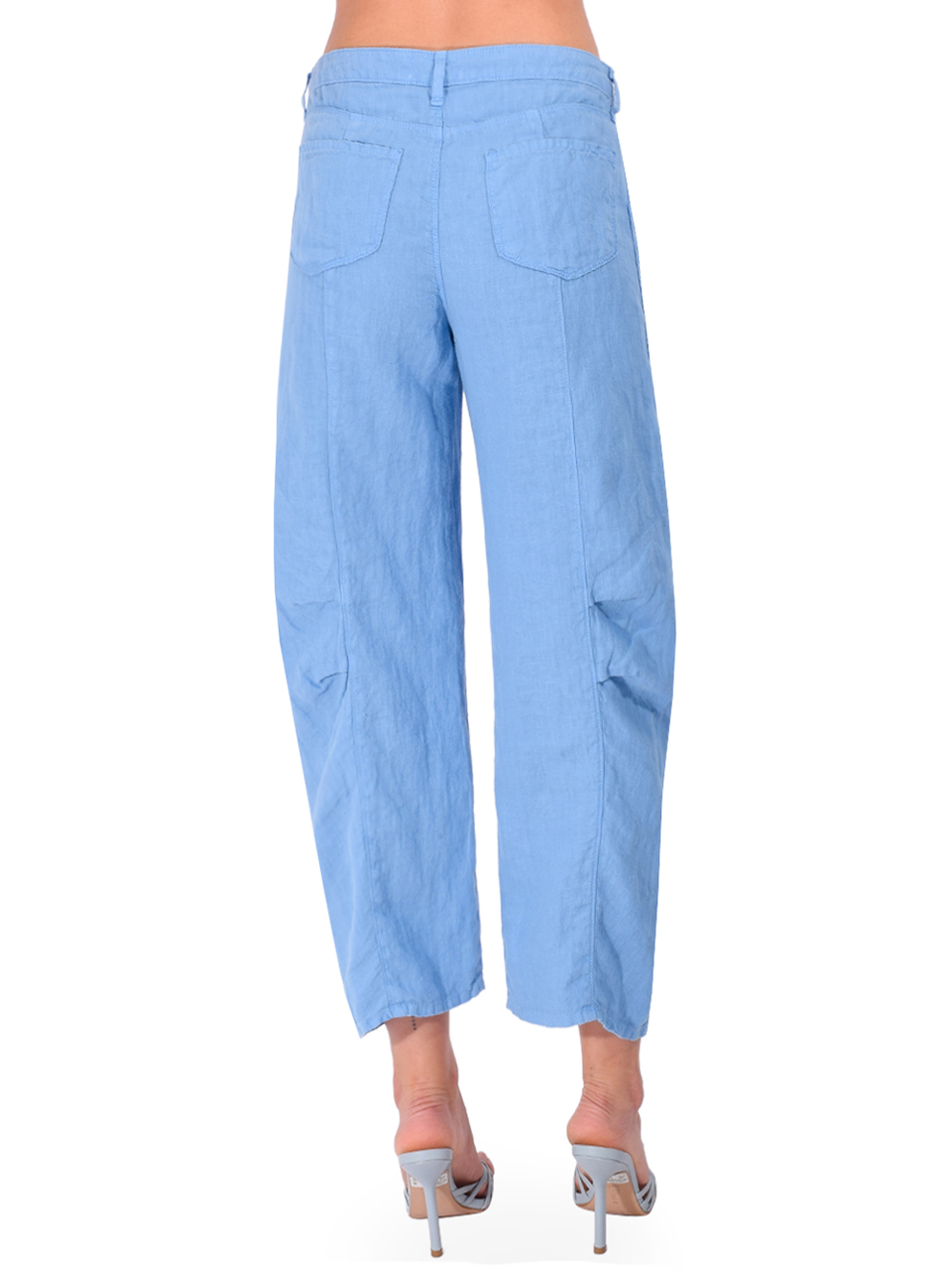 L'AGENCE Cody Linen High Rise Rodeo Pants in Allure Blue Back View 

