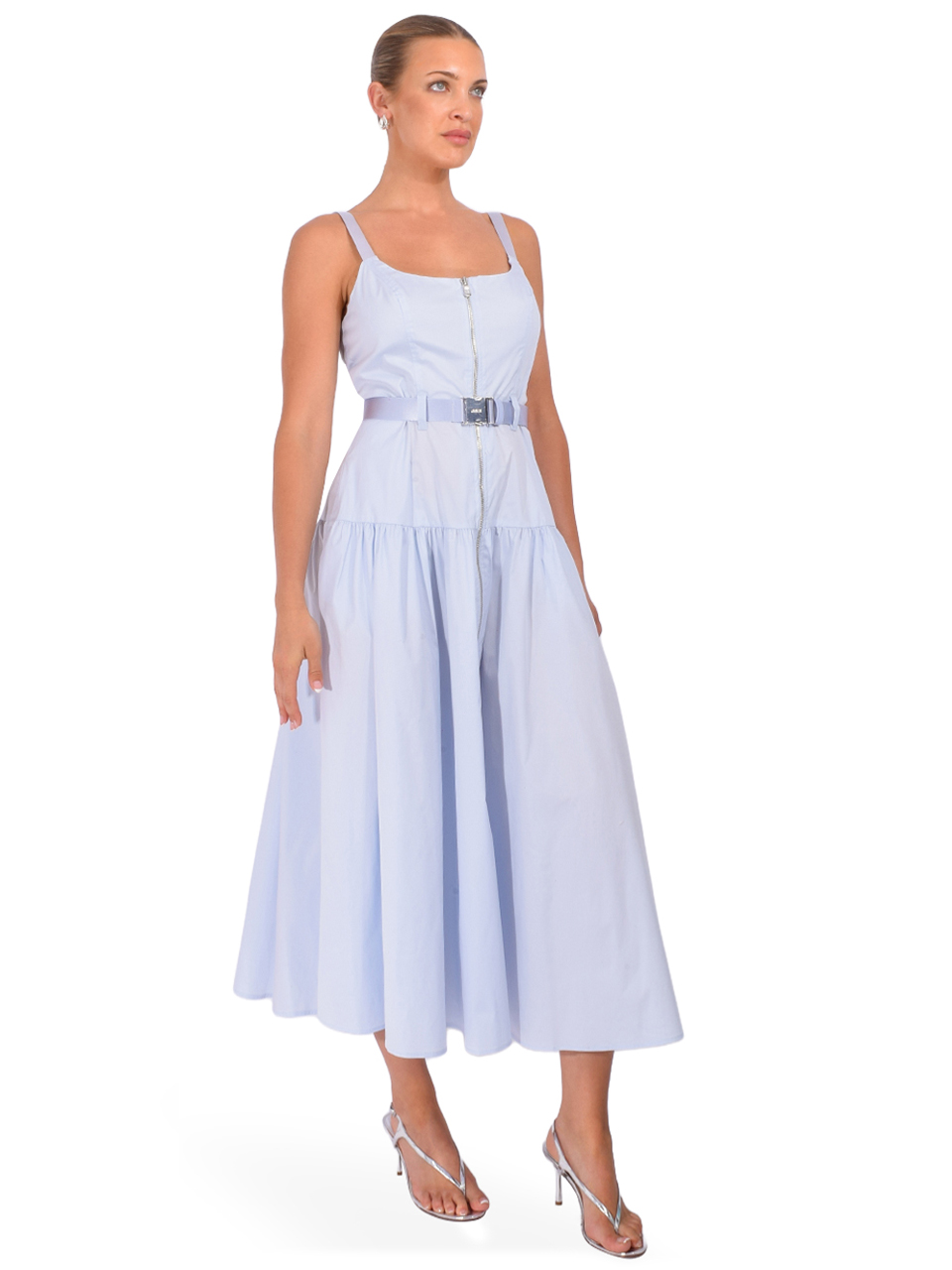 L'AGENCE Rima Dress in Pale Mist Blue Side View 