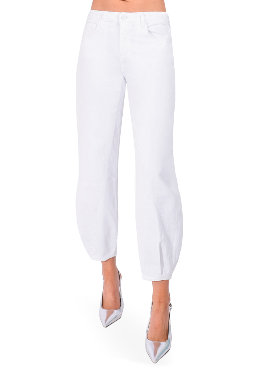 L'AGENCE Krista Tapered Jean in Blanc Front View 