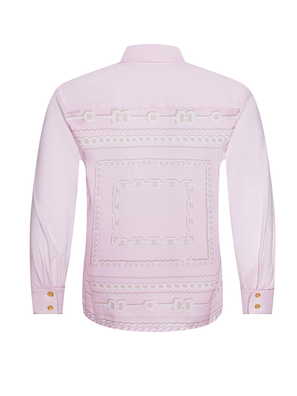 L'AGENCE Fawn Shirt in Pale Cameo Graphic Chain Scarf Product Shot 