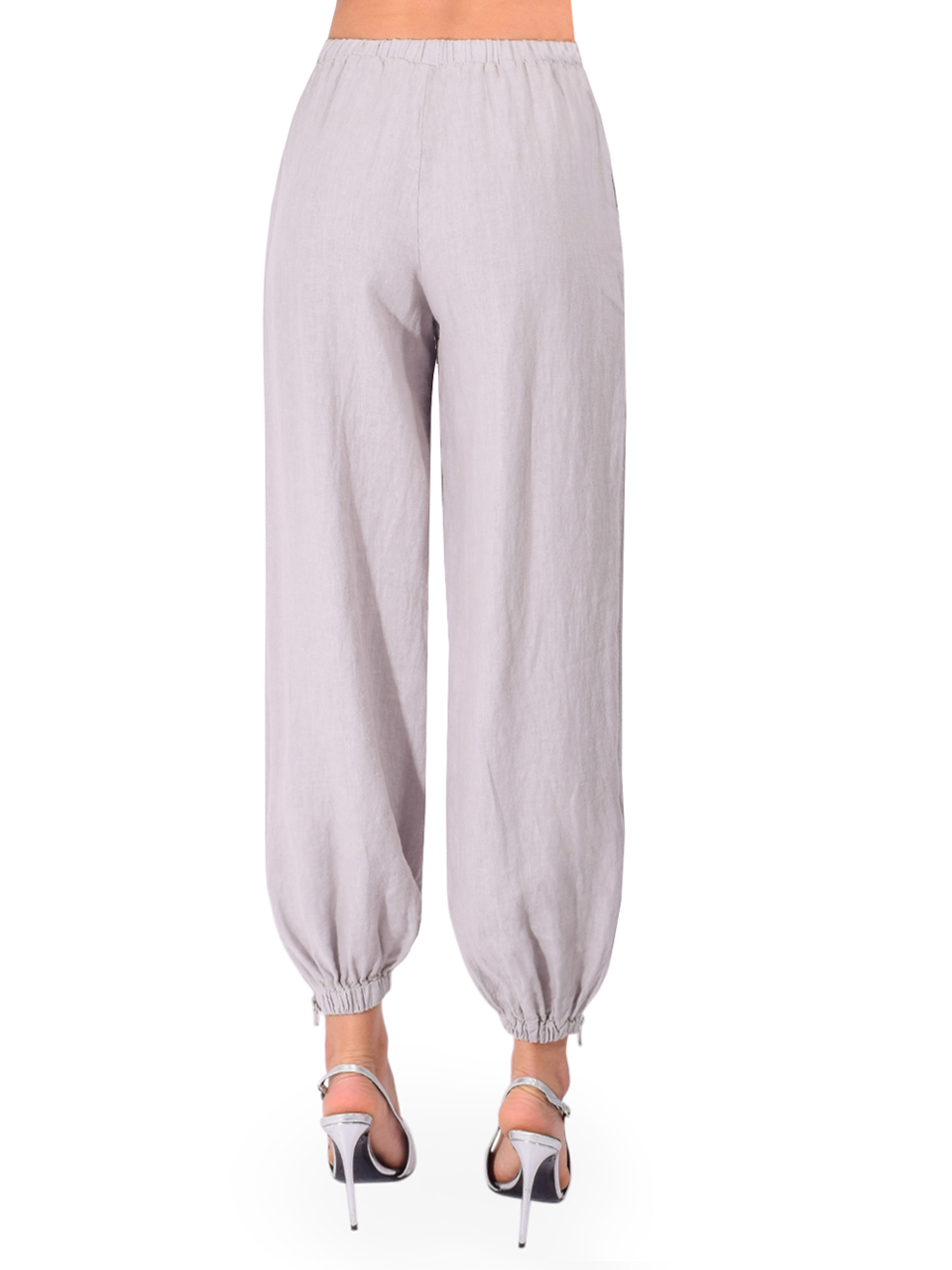 L'AGENCE Mariko Linen Jogger in Light Pewter Back View 

