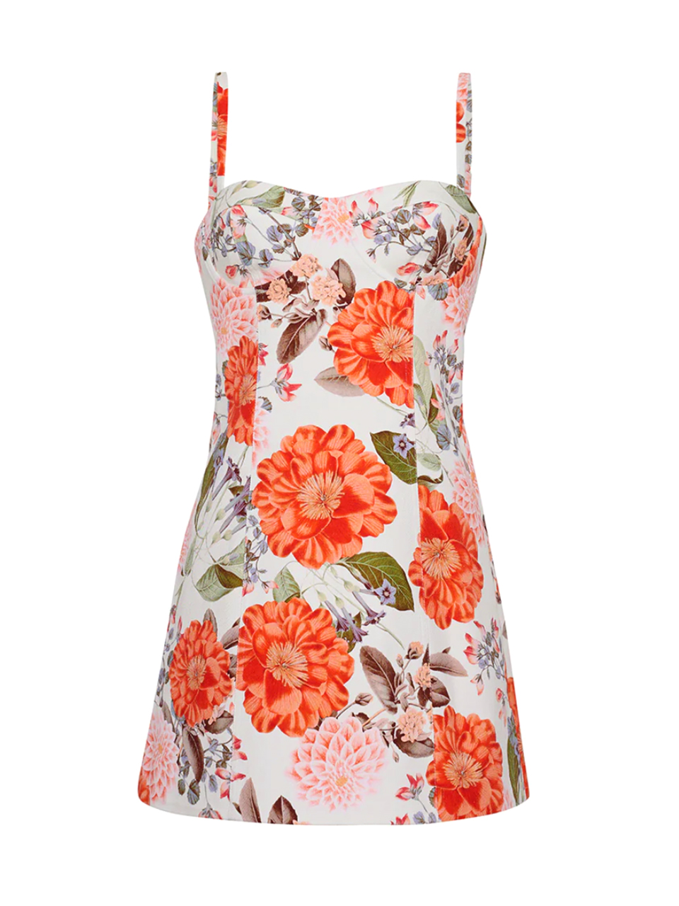 CARA CARA Claudine Mini Dress in Blossoms Egret Product Shot 

