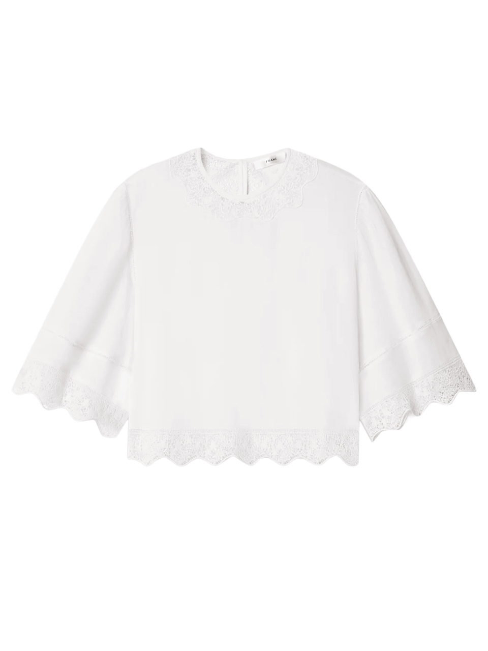 FRAME The Embroidered Top in White Product Shot 