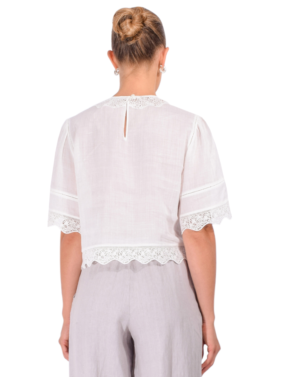 FRAME The Embroidered Top in White Back View 