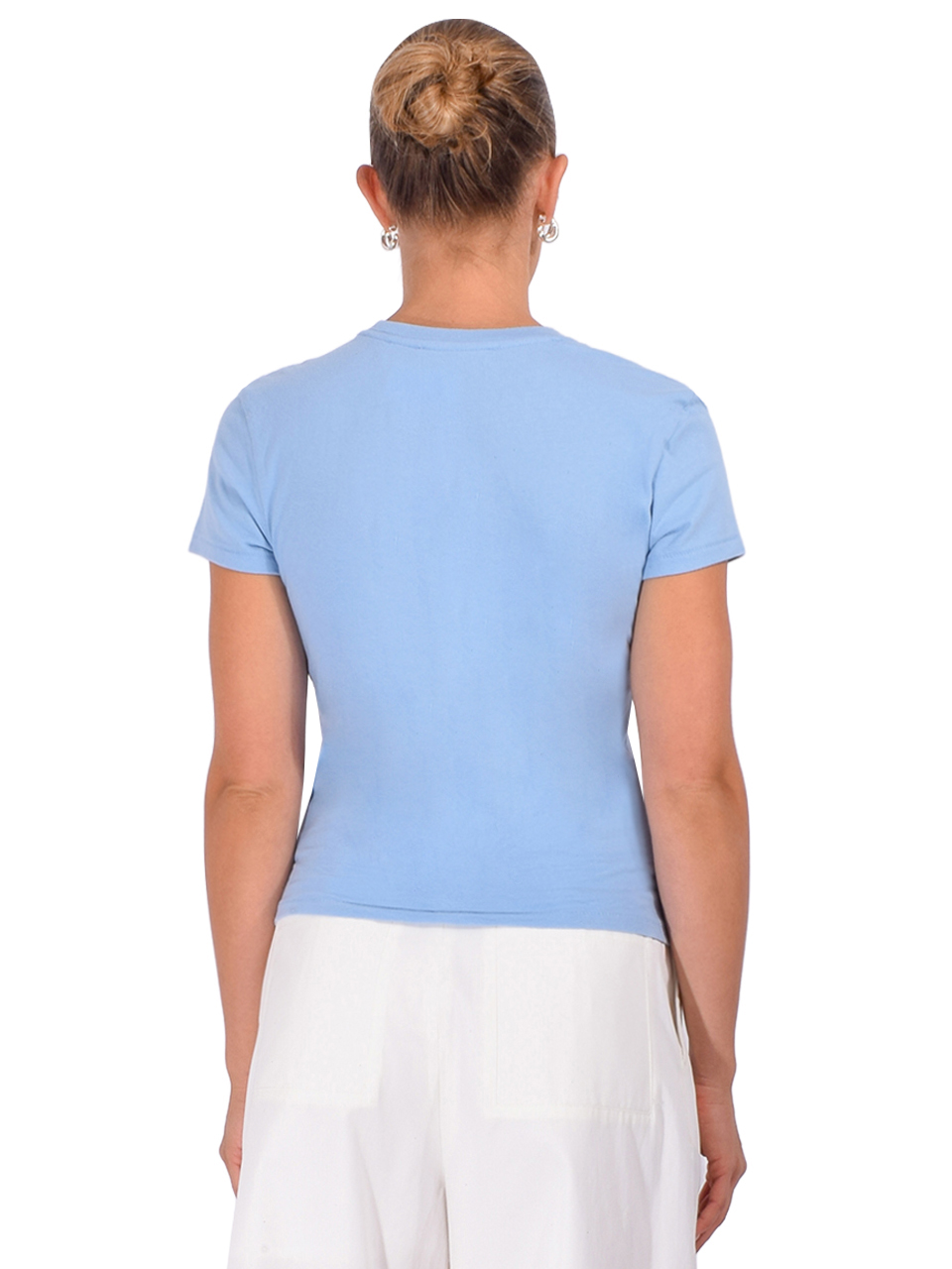 FRAME The Vintage Baby Tee in Powder Blue Back View 