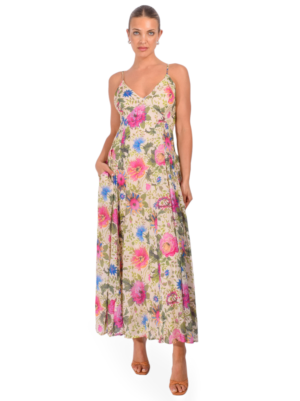 LOVE THE LABEL Fiorella Maxi Dress in Milla Floral Print Front View 1