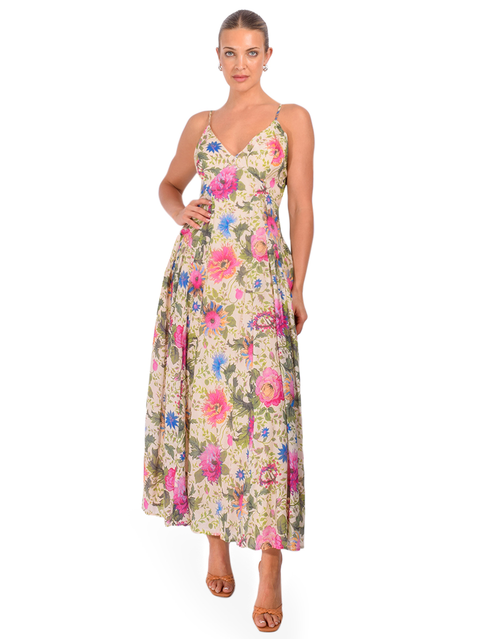 LOVE THE LABEL Fiorella Maxi Dress in Milla Floral Print Front View 2