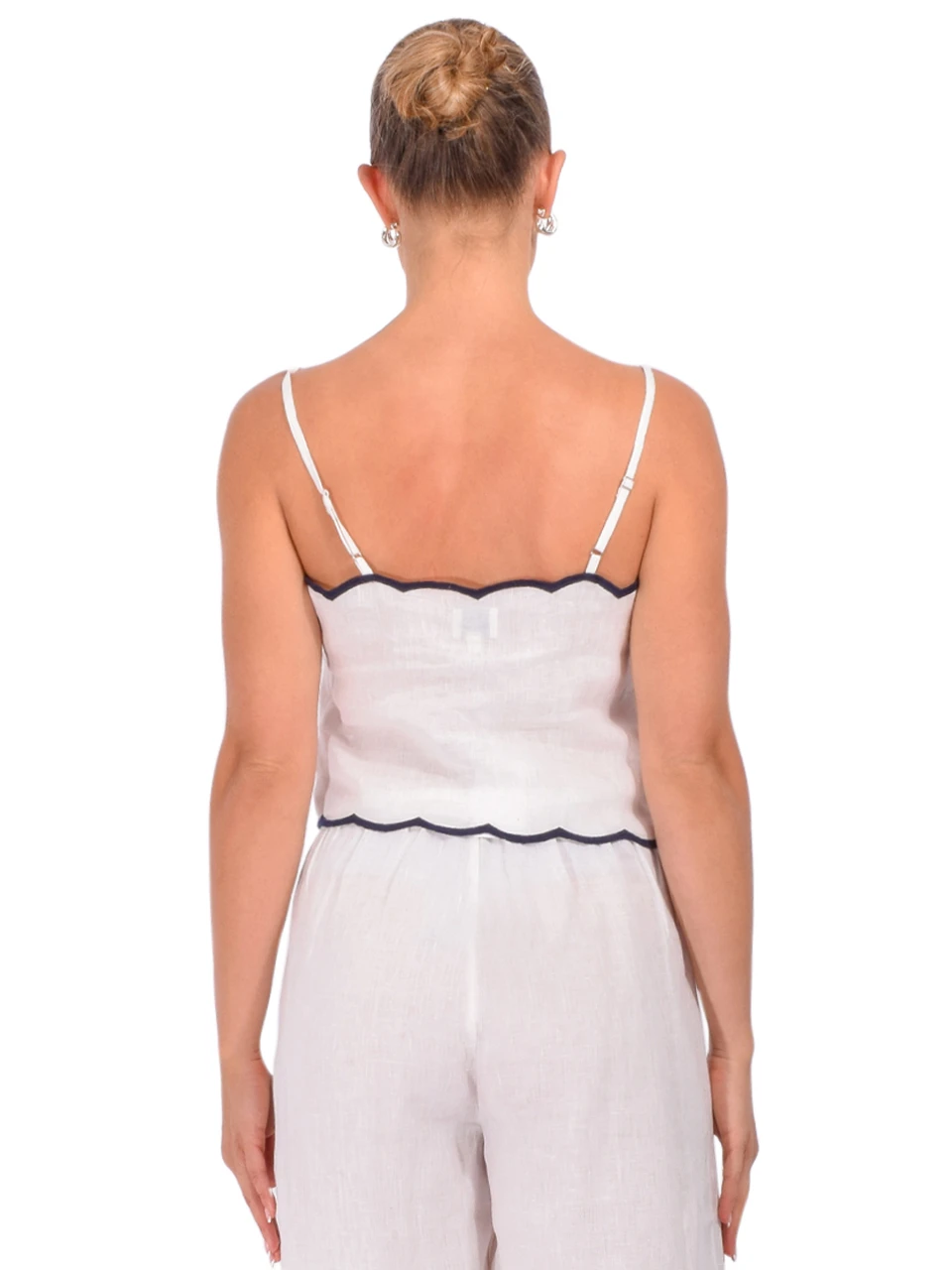 CAMI NYC Nazare Embroidered Linen Cami in White Back View 