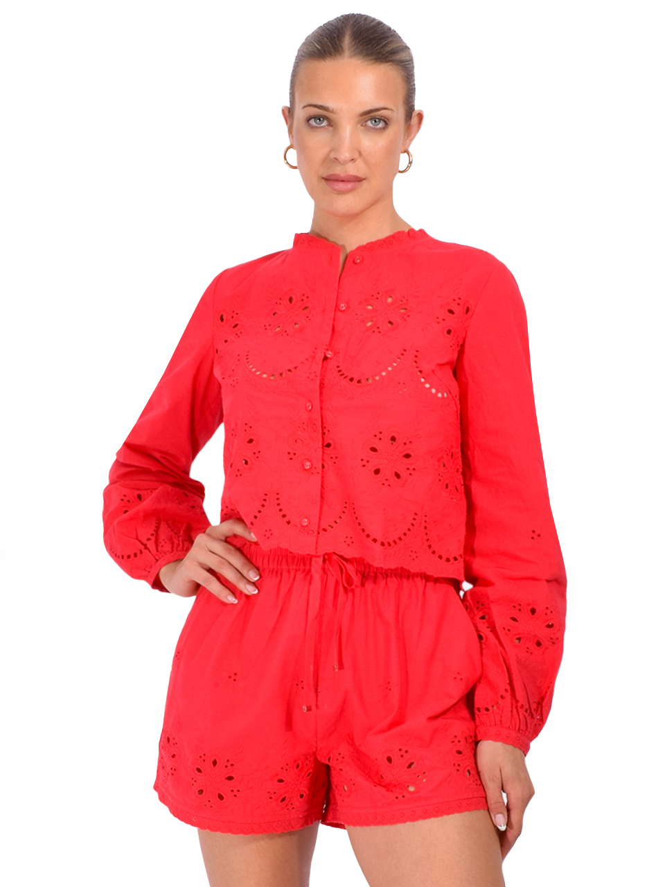 CAMI NYC Kalena Blouse in Red Front View