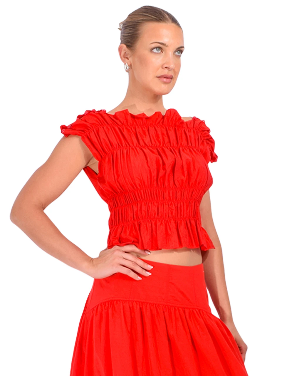 CINQ À SEPT Evalina Top in Red Side View 