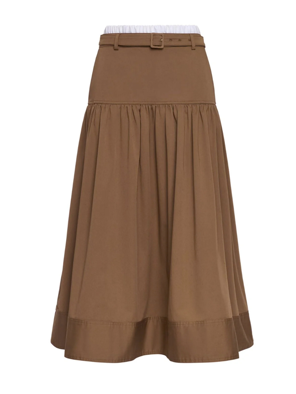 CINQ À SEPT Peri Skirt in Dark Olive/White Product Shot