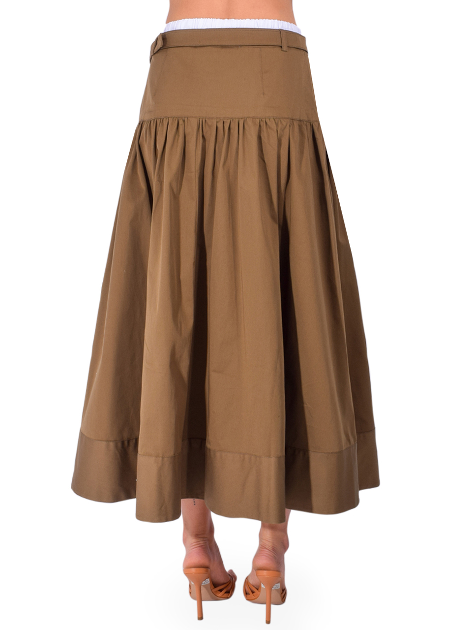 CINQ À SEPT Peri Skirt in Dark Olive/White Back View 