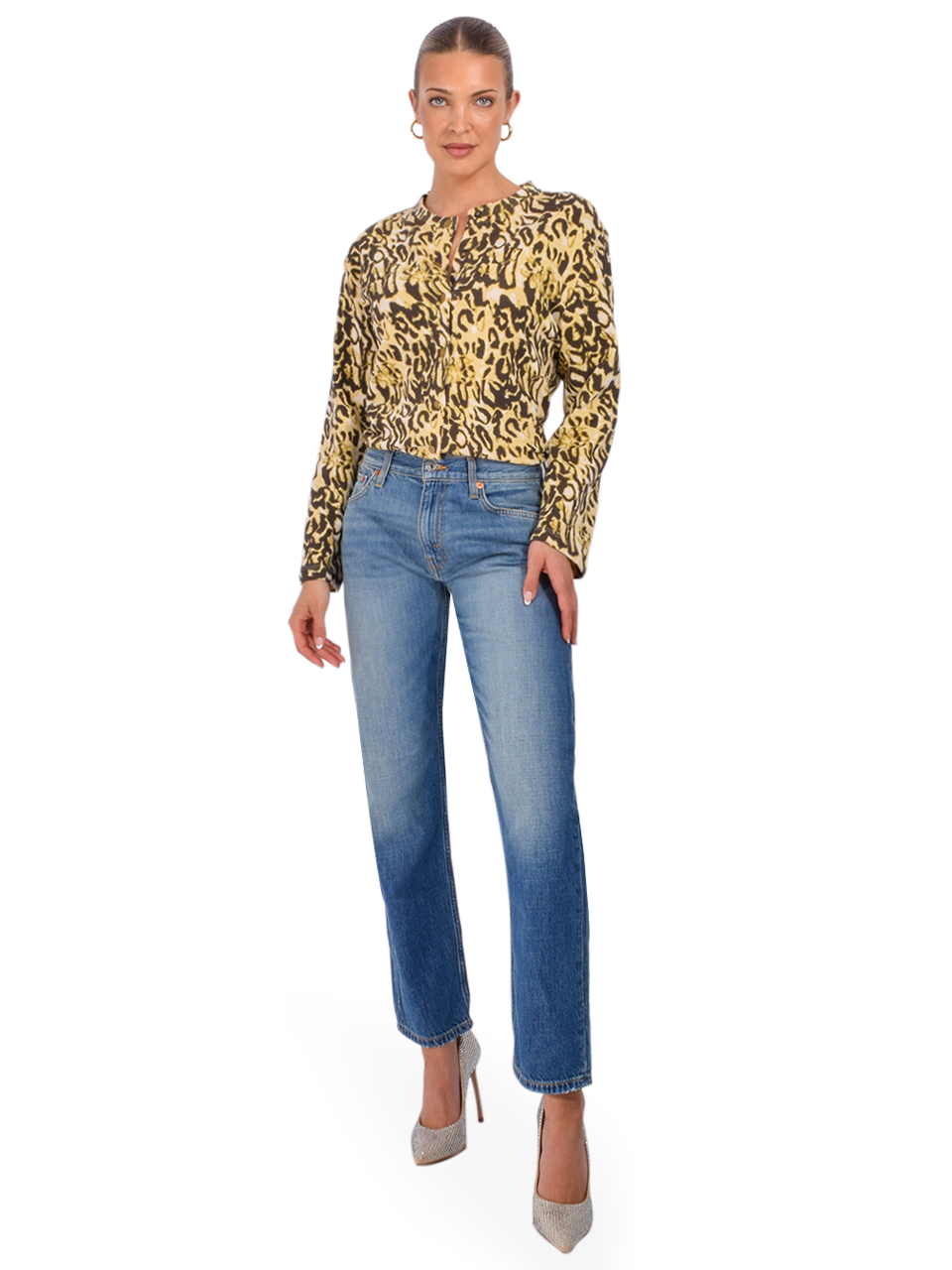 RE/DONE Mid Rise Blondie Crop in Mendocino Indigo Full Outfit 

