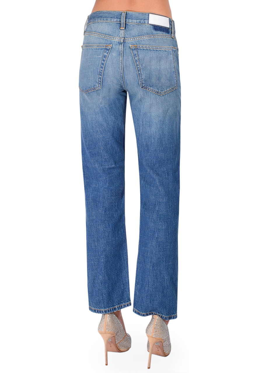 RE/DONE Mid Rise Blondie Crop in Mendocino Indigo Back View 